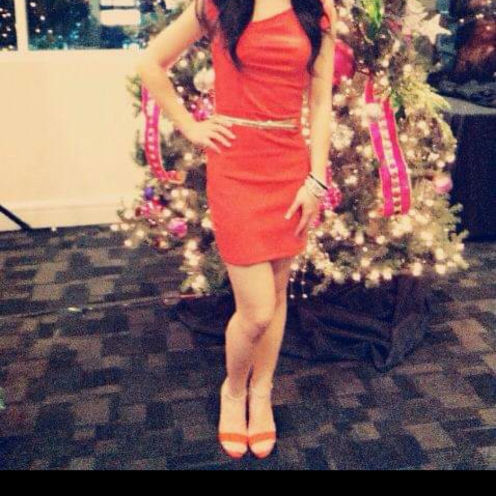 Bebe orange bodycon dress